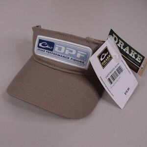 Drake DPF Fishing Logo Visor Khaki Cotton Twill Low Profile Hat Cap NWT Outdoors